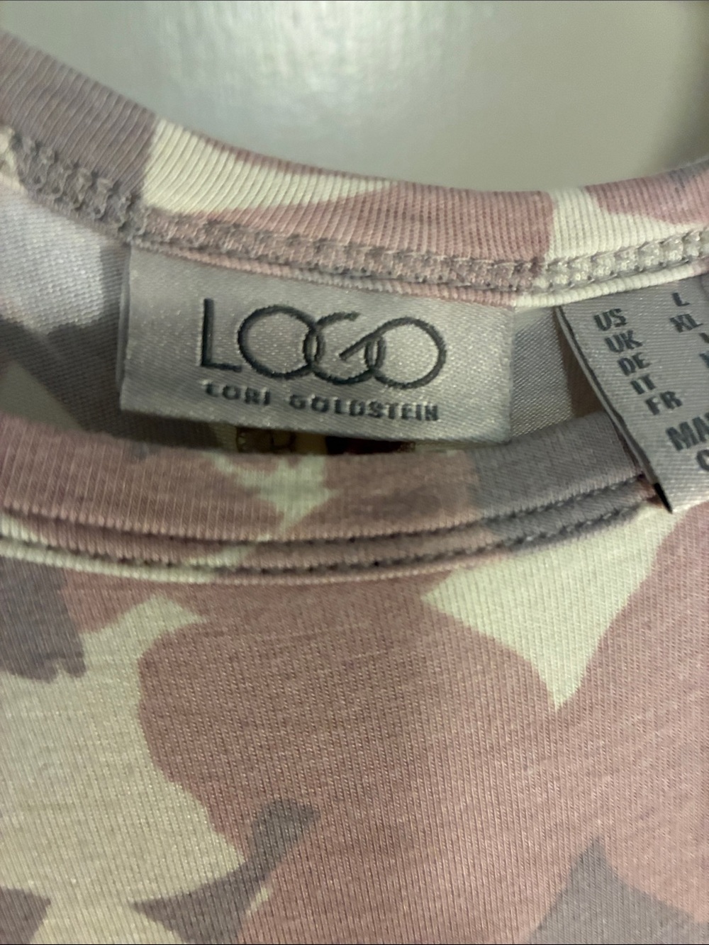 LOGO by Lori Goldstein Dusty Pink and Cream Floral Scoop Neck Tunic - Picture 4 of 5